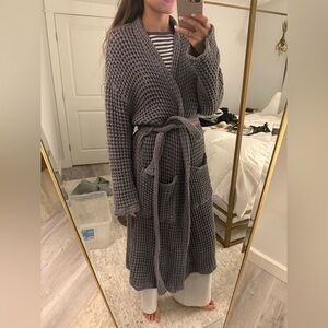 World Market Cozy Gray Waffle Knit Robe